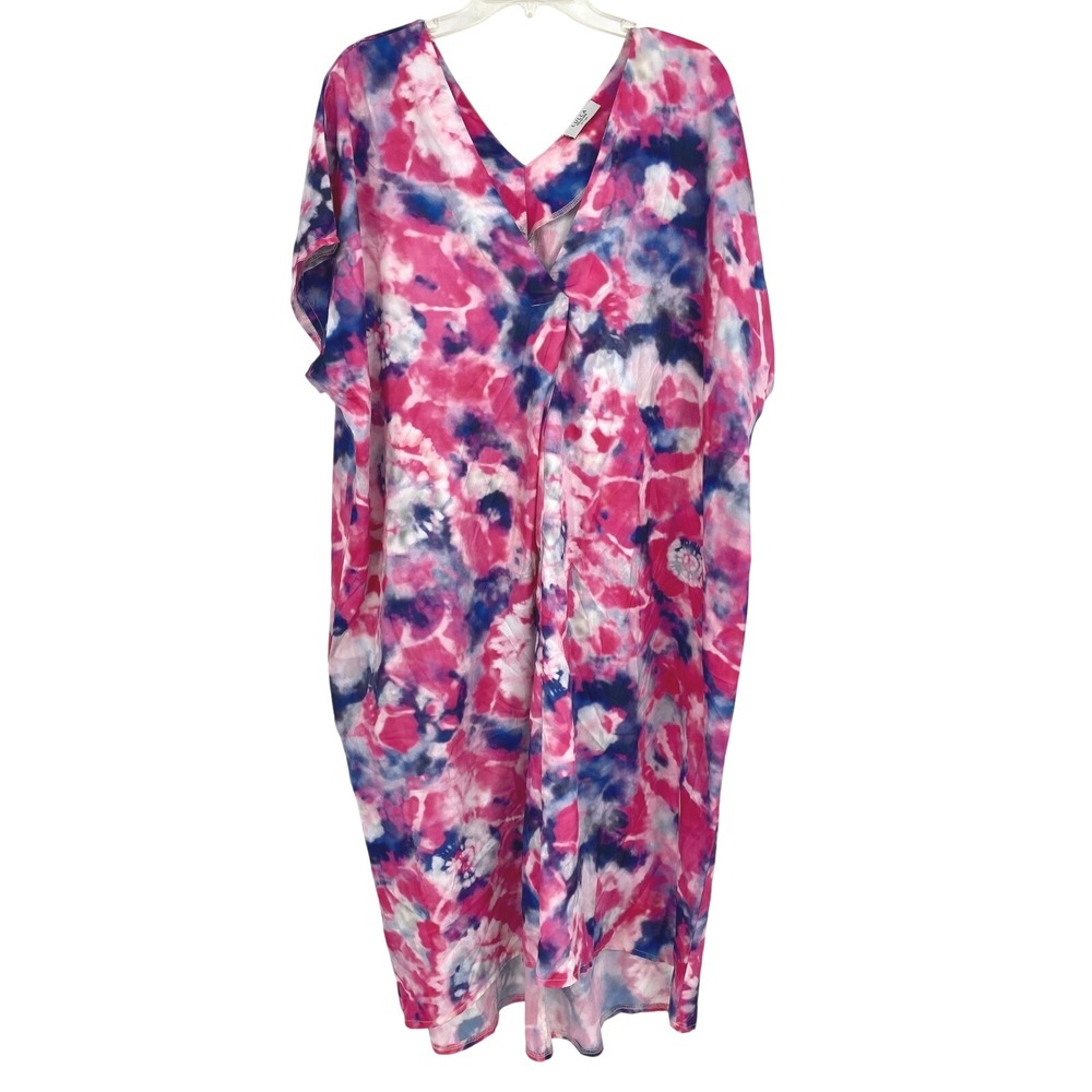Lulla Collection Pink Blue Tie Dye‎ Dress Coverup OS One Size Bohemian Lounge